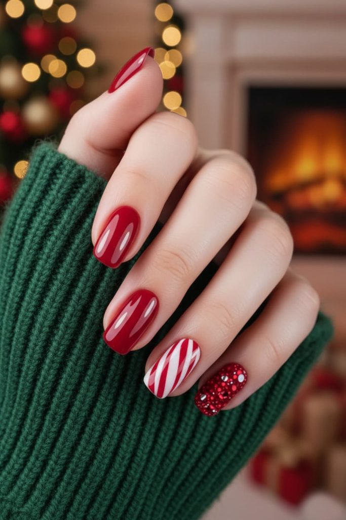 Modern Red Christmas Nails 2025
