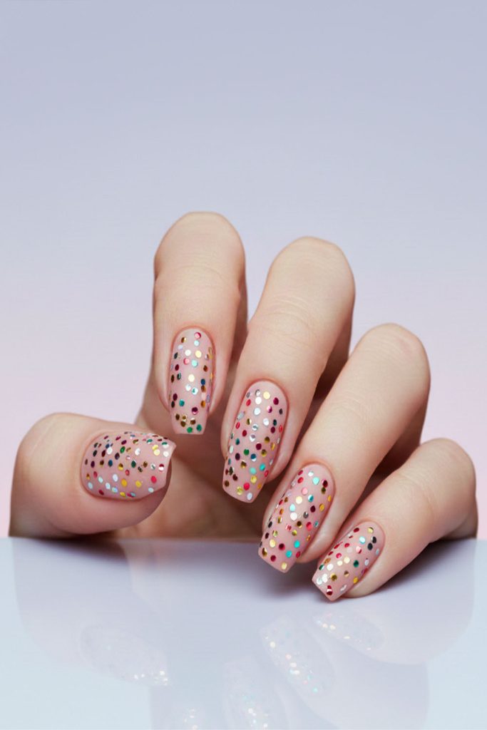 Confetti Nail Art for Short Nails