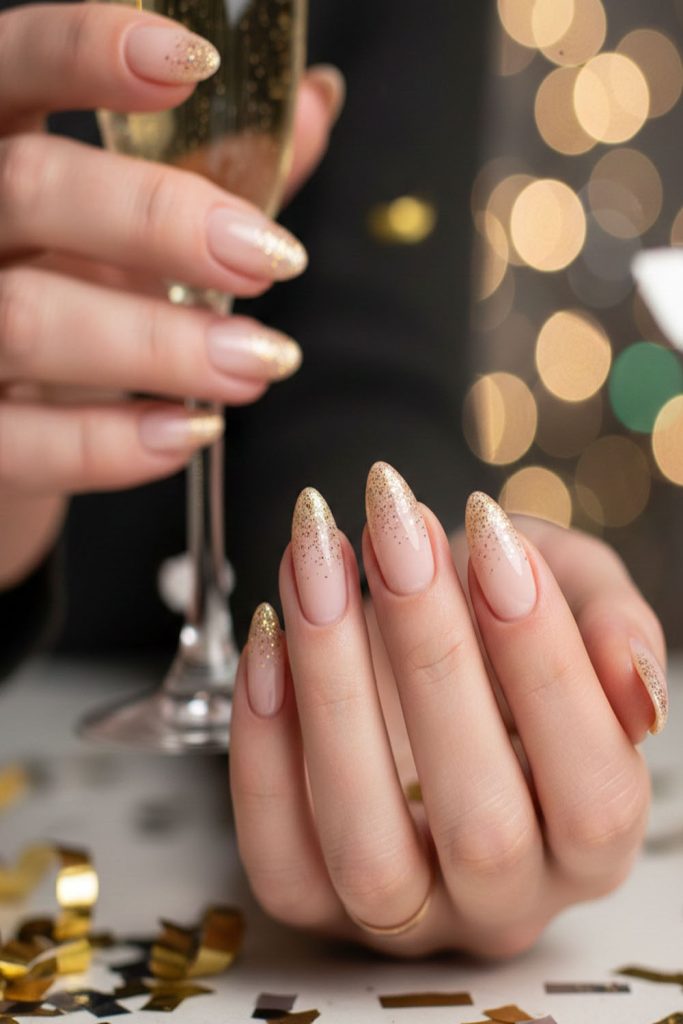 Elegant Glitter Short Nails