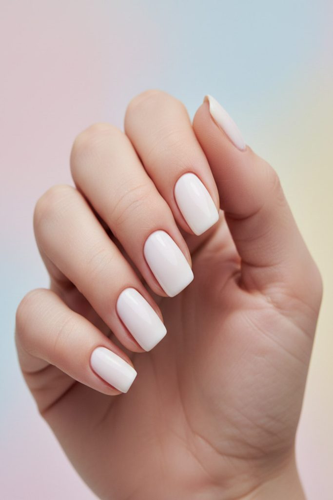 Milky White Gel Nail Design
