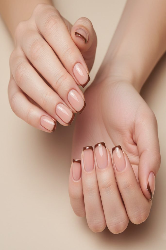 Modern French tip autumn nails 2026