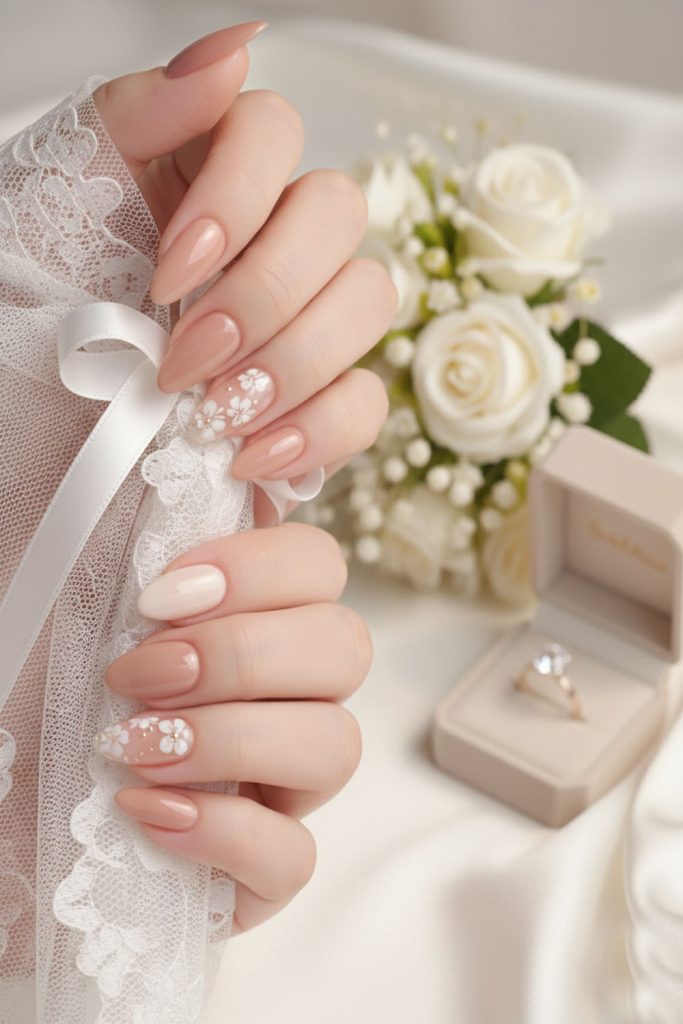 Nude Nail Designs for Wedding