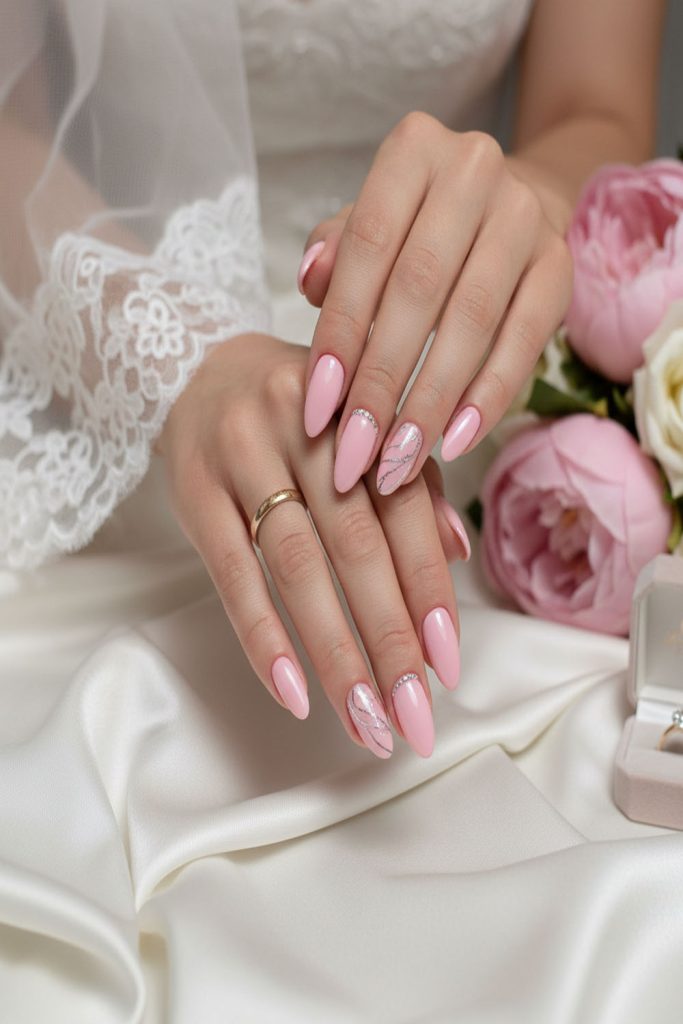 Soft Pink Wedding Nails